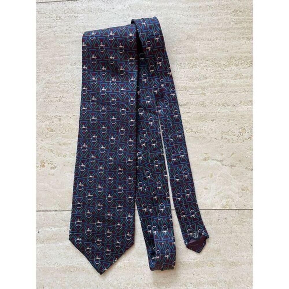 CHRISTIAN DIOR MONSIEUR Silk USA Maroon Blue Ties Hinge Loop Pattern